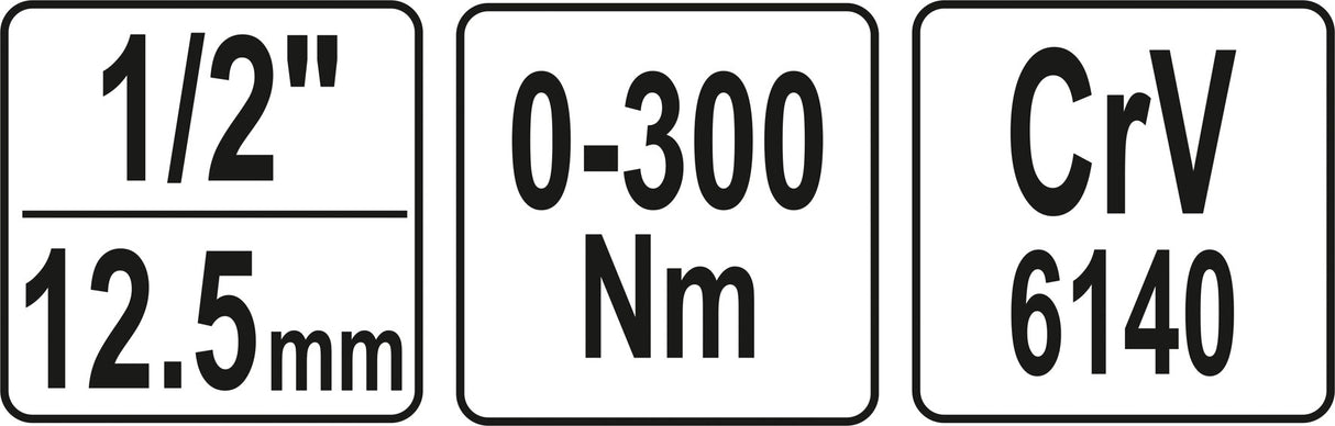 Dinamometrinis raktas | švytuoklinis | 12.5 mm (1/2") | 0-300 Nm (YT-07641)