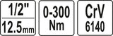 Dinamometrinis raktas | švytuoklinis | 12.5 mm (1/2") | 0-300 Nm (YT-07641)