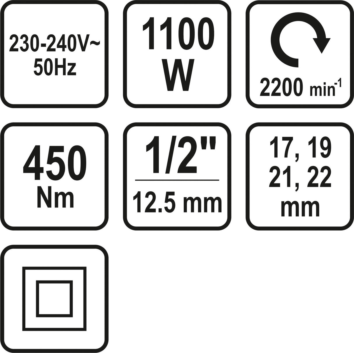 Elektrinis smūginis veržliaraktis su rinkiniu | 12,5 mm (1/2") | 450Nm/1100W (57092)
