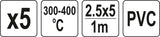 Plastiko suvirinimo juosta | polivinilchloridas (PVC) | 2.5X5 mm | 5х1m / 5 vnt. (YT-82306)