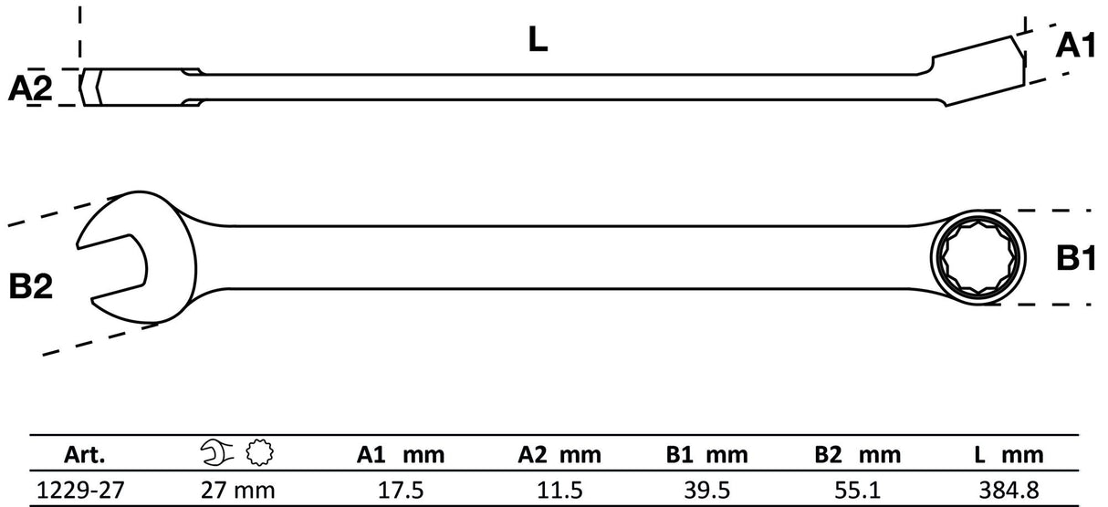 Raktas kombinuotas | ilgas tipas | 27 mm (1229-27)
