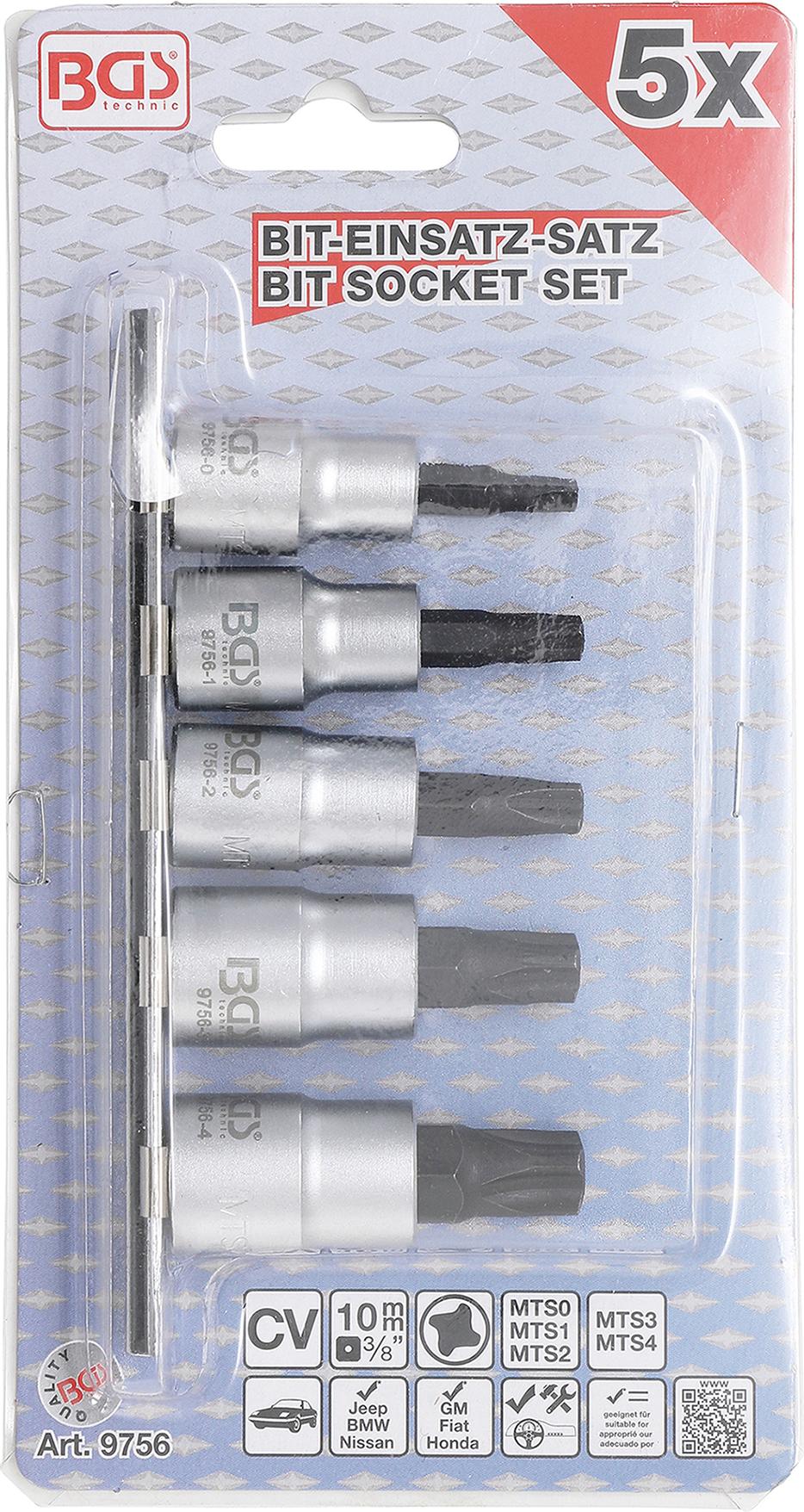 Antgalių rinkinys | 10 mm (3/8") | 4-kampų profilis (MTS-Mortorq) MTS0 - MTS04 | 5 pcs. (9756)