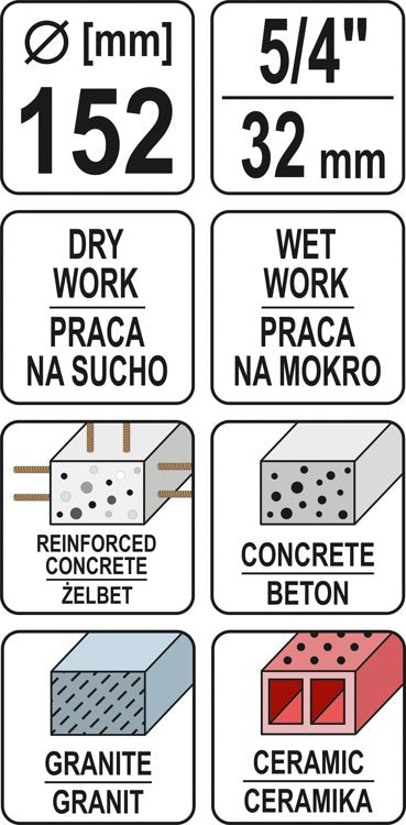 Gręžimo karūna | sausam ir šlapiam gręžimui | antgalis 1 1/4" | 430/152 mm (YT-60378)