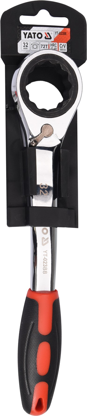 Raktas kilpinis lenktas su terkšle | reversinis | 32 mm (YT-02388)