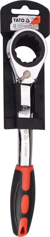 Raktas kilpinis lenktas su terkšle | reversinis | 32 mm (YT-02388)