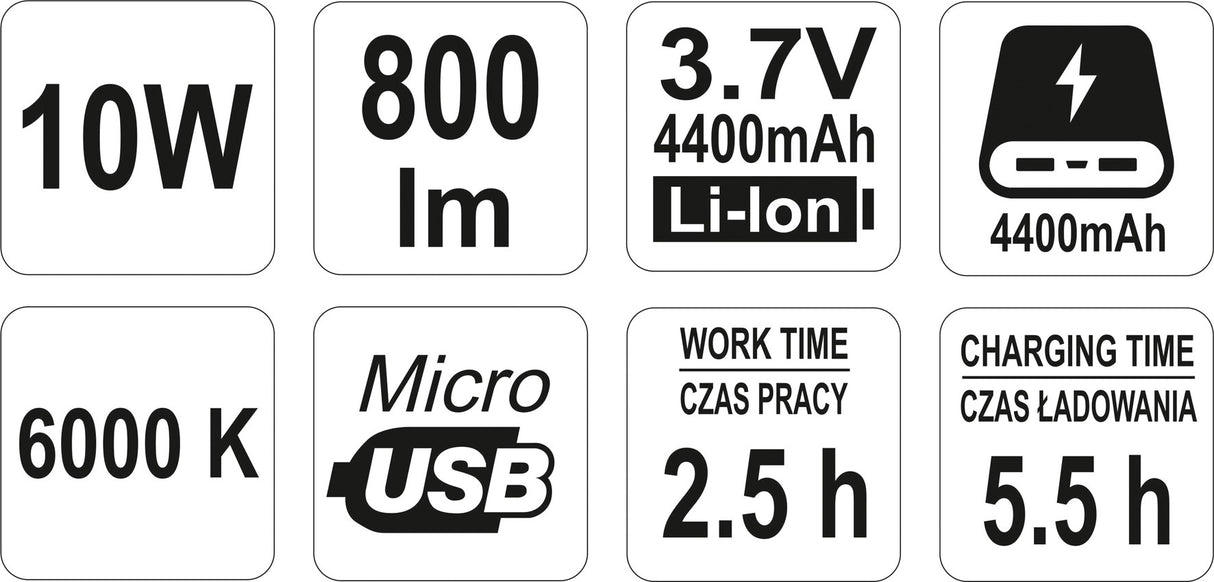 Аккумуляторный светодиодный прожектор | 10W COB LED | 800 lm