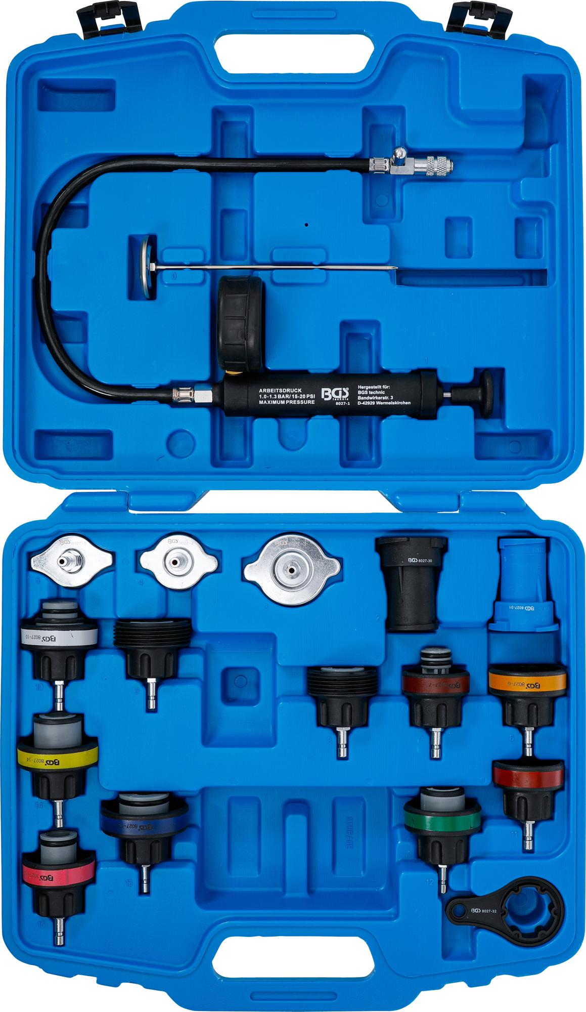 Radiatoriaus slėgio ir aušinimo sistemos testeris | 18 vnt. (8027)