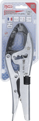 Fiksuojamos replės | reguliuojamos 4 kryptimis | šarnyriniai galai | Prancūziškas tipas | 250 mm (7086)