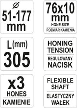 Cilindrų šveitiklis (Honas) 3-kojis | Ø 51 - 177 mm (YT-05812)