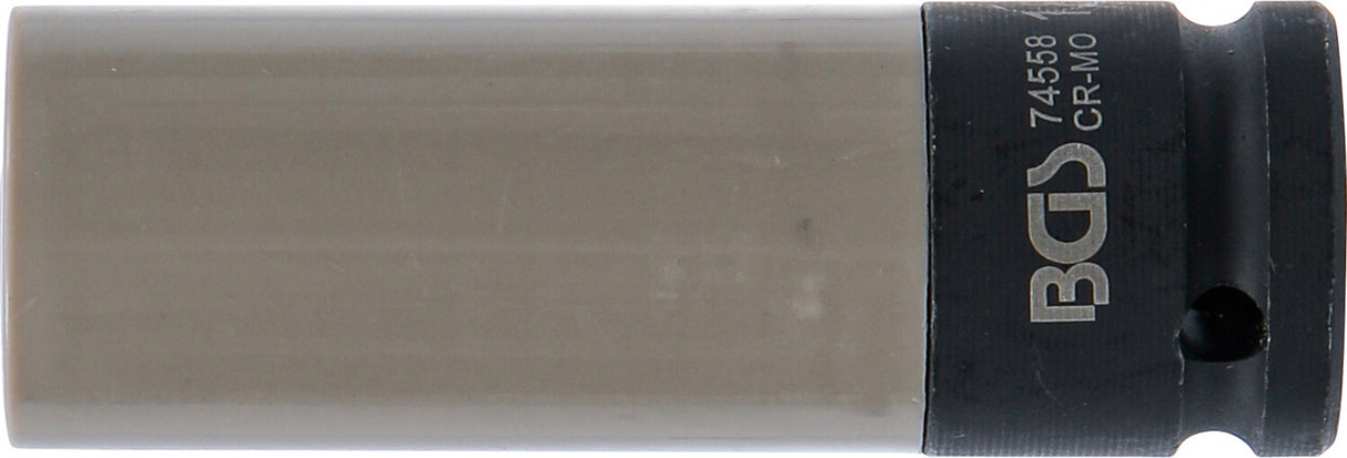 Galvutė smūginė ilga plonasienė | su plastikine apsauga | 12,5 mm (1/2") | 18.5 mm (74558)