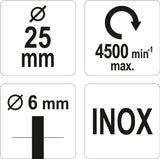 Šepetys teptuko tipo su kotu | nerūdijantis plienas | INOX | 25 mm (YT-47496)