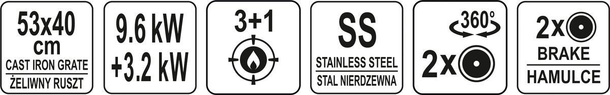 Lauko kepsninė / grilis | dujos | 3 + 1 | nerūdijantis plienas | 12,8 KW (99651)