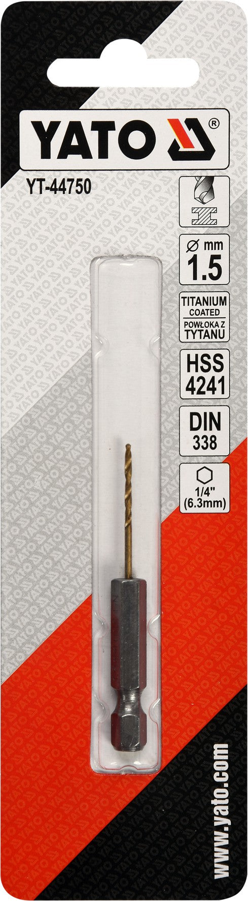 Сверло по металлу с хвостовиком Hex 6.3 mm (1/4") HSS-TiN | 1,5 mm