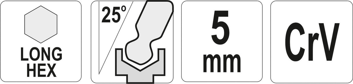 L tipo raktas | ilgas | hex šešiakampis su šarnyru | 5,0 mm (YT-05456)