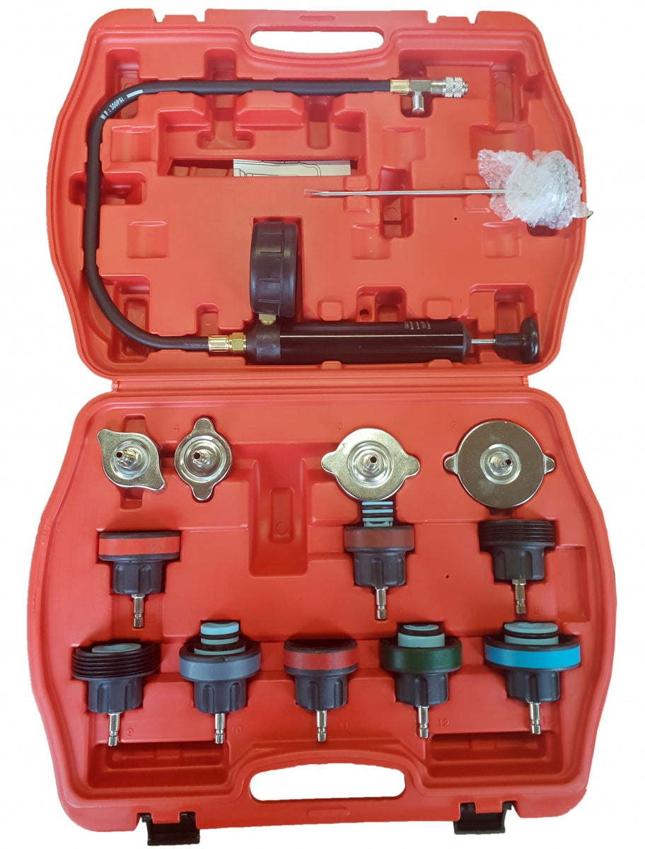 Aušinimo sistemos testavimo komplektas | 0 - 2,5 bar | 14 vnt. (H1079)