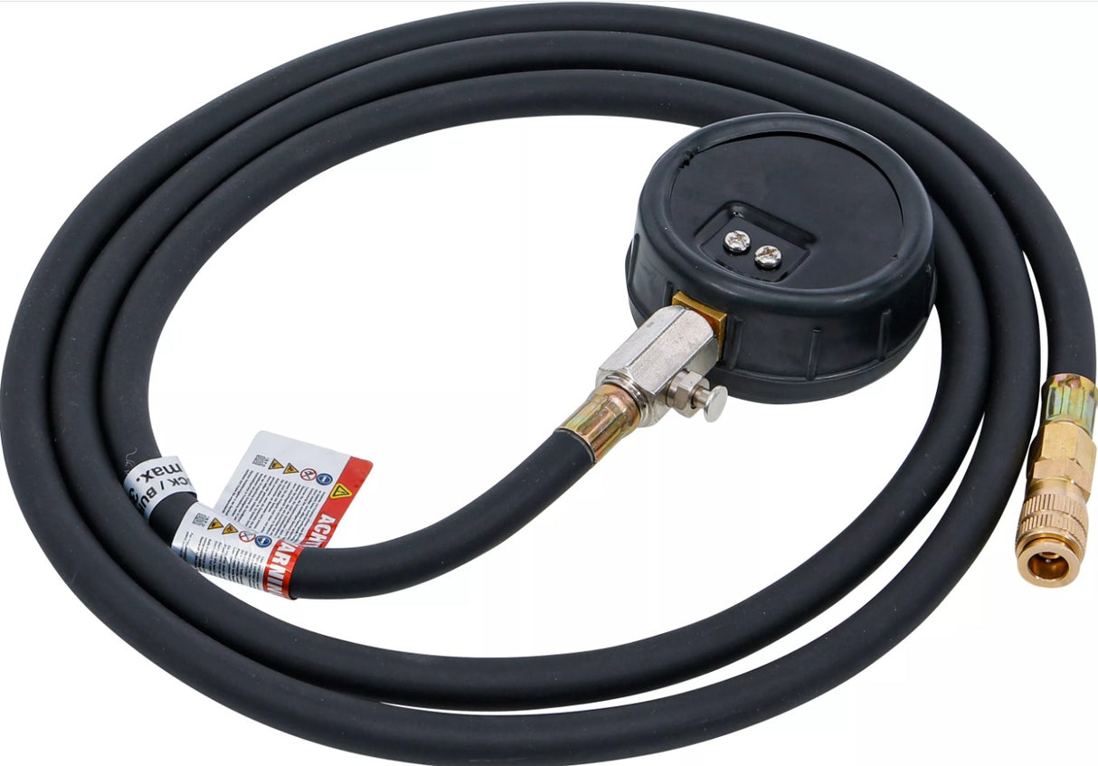 Manometras su žarna ir vožtuvu | 0 - 10 bar | iš BGS 8007 (8007-2)