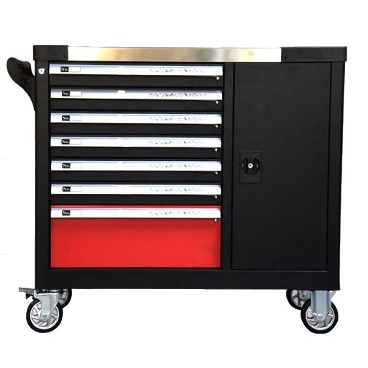 Įrankių spintelė ant ratukų XXL MAX | su įrankiais | 7 stalčiai / 1 durelės | 298 įrankiai (H70098)