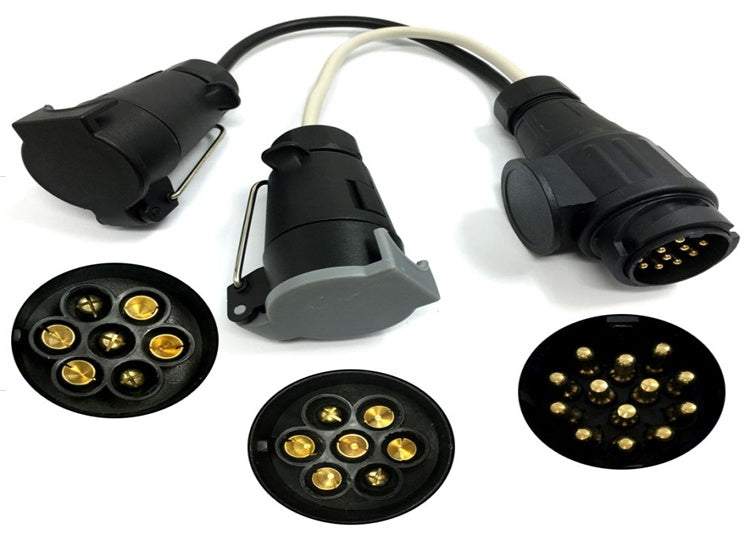 Kabelis priekabai 0.5 m, 2x7POL rozetės + 13POL kištukas (TS7-13)