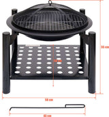 Plieninė krosnelė | grotelės | su malkų dėtuve | 50 cm (99713)