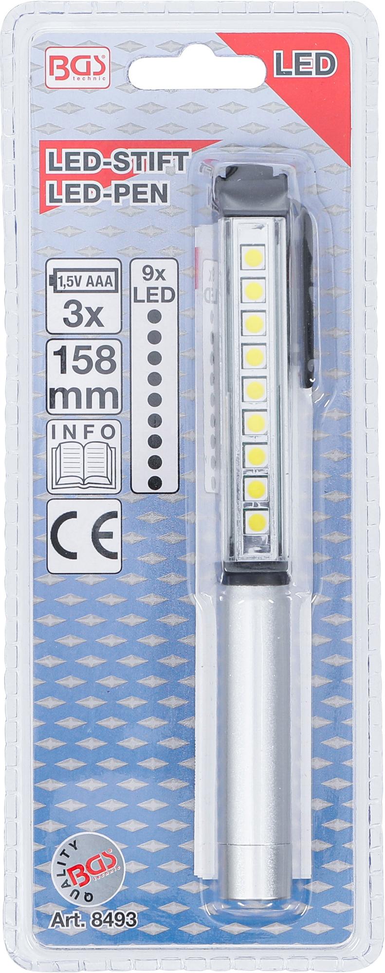 LED rašiklis aliuminis su 9 LED (8493)