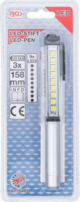 LED rašiklis aliuminis su 9 LED (8493)