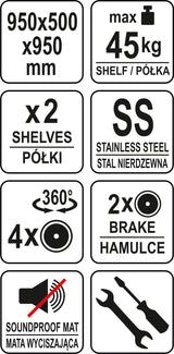 Serviravimo vežimėlis | 2 lentynos | nerūdijantis plienas (YG-09095)