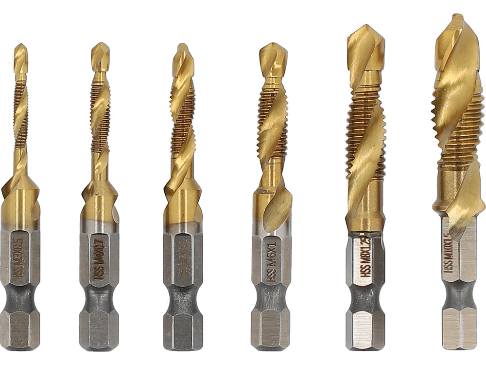 Grąžtų / sriegiklių rinkinys HEX | 6 vnt | M3-M10 (24200)