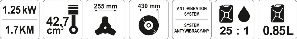 Žoliapjovė benzininė | 1,25KW / 1,8KM (YT-85003)