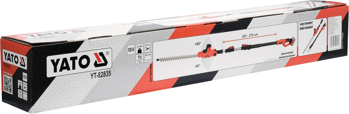 Akumuliatorinė teleskopinė krūmapjovė | 18V 207-274 cm | be akumuliatoriaus (YT-82835)