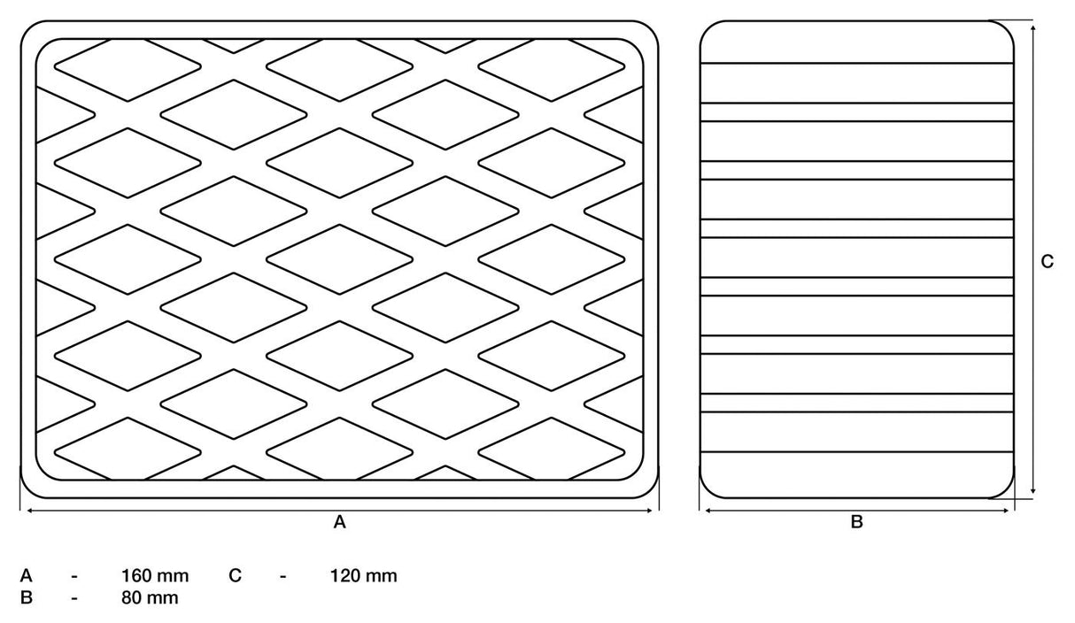 Guminis padas | auto keltuvams | 160 x 120 x 80 mm (7040)