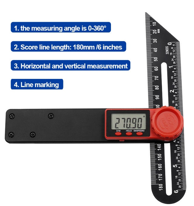 Daugiafunkcinis skaitmeninis ekranas T formos lanksti kampinė liniuotė (TAR6)