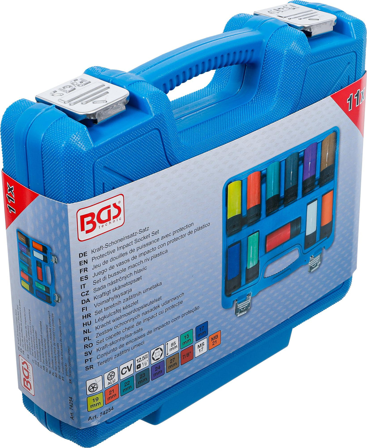 Apsauginių smūginių galvučių rinkinys | 12,5 mm (1/2") | 15 - 27 mm ir kitos specialios ratų galvutės | 11 vnt. (74254)