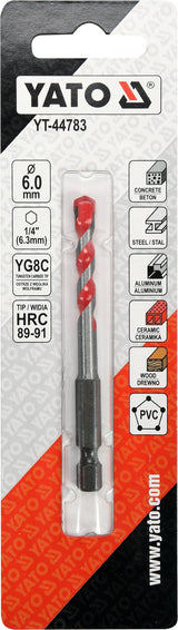 Grąžtas universalus su Hex 6.3 mm (1/4") galu | 6.0 mm (YT-44783)