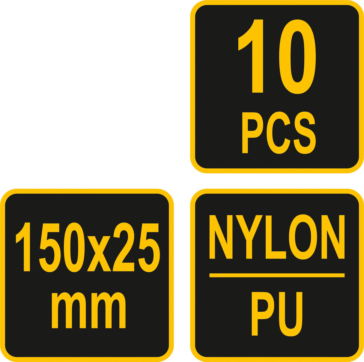 Dirželiai laidams su velcro | juodi | 150 mm / 10 vnt. (73850)