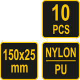 Dirželiai laidams su velcro | juodi | 150 mm / 10 vnt. (73850)