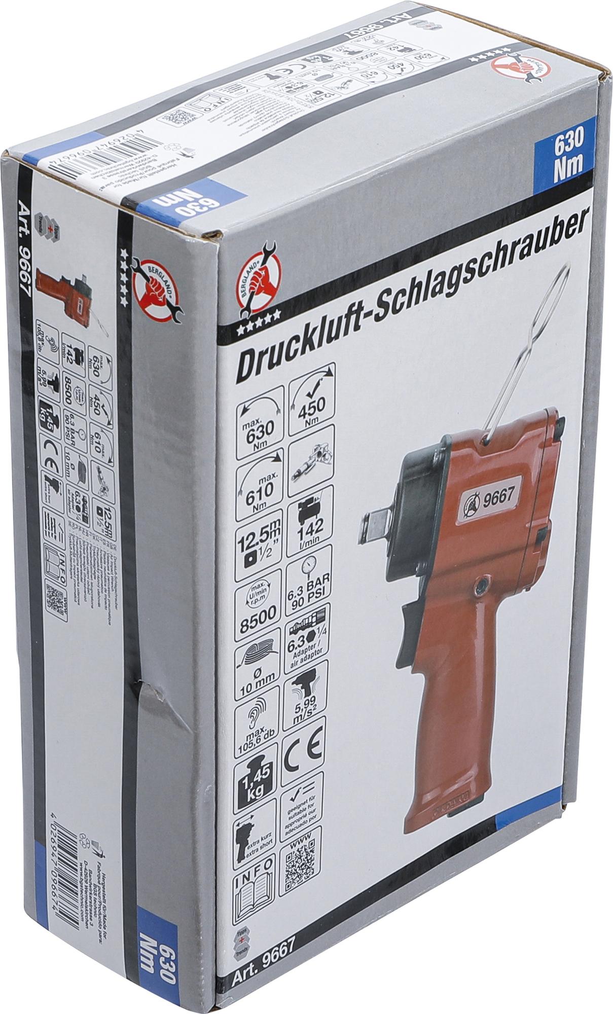 Pneumatinis smūginis veržliasukis | siauras | 12.5 mm (1/2") | 630 Nm (9667)