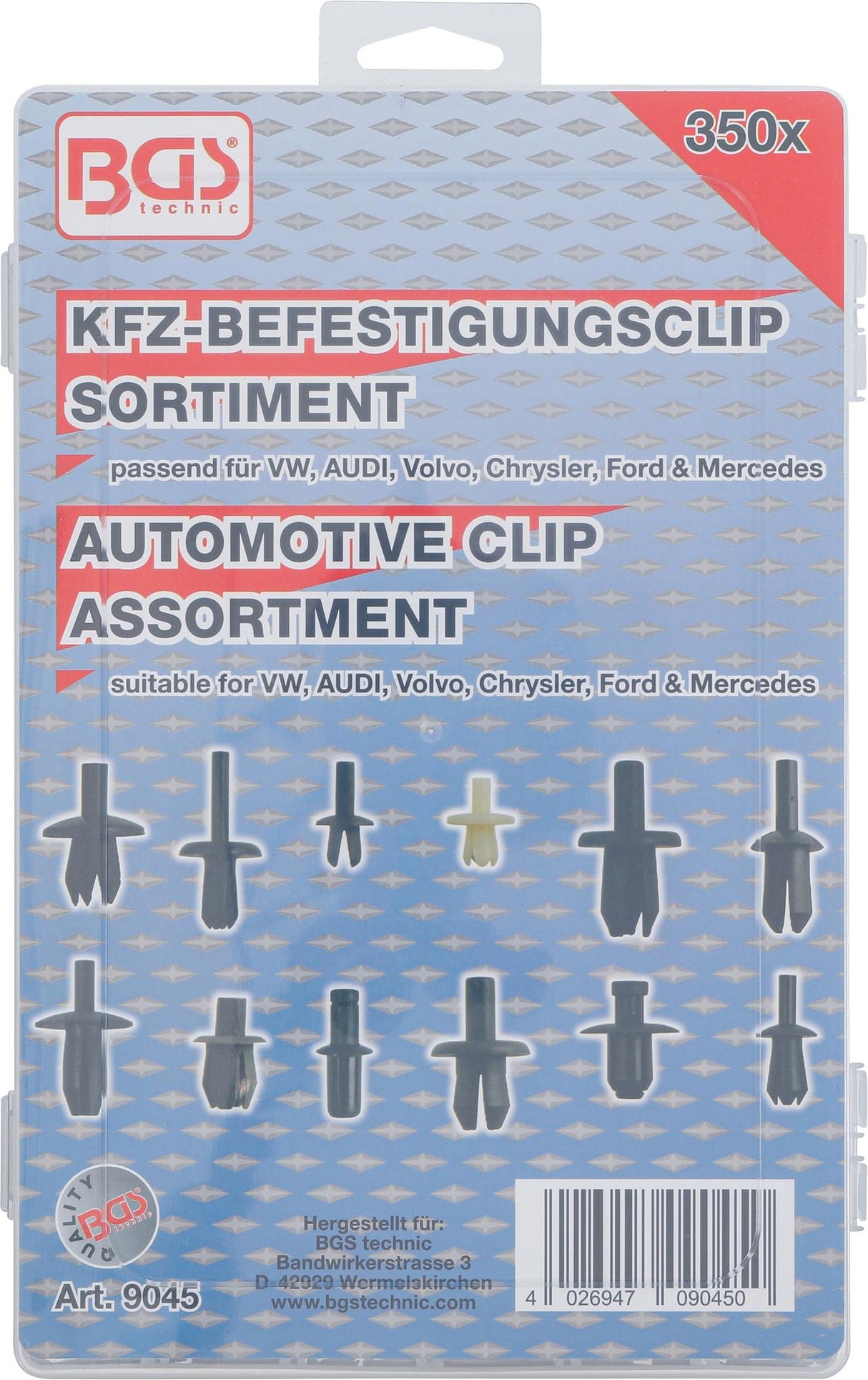 Automobilinis klipsų asortimentas VW, Audi, Volvo, Chrysler, Ford, Mercedes | 350 vnt. (9045)