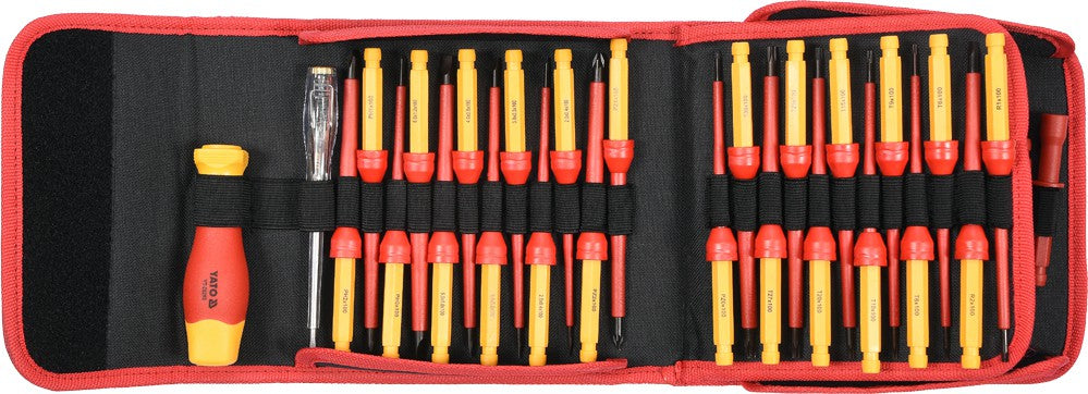 Izoliuotų atsuktuvų rinkinys elektrikui 50vnt. VDE (YT-28293)