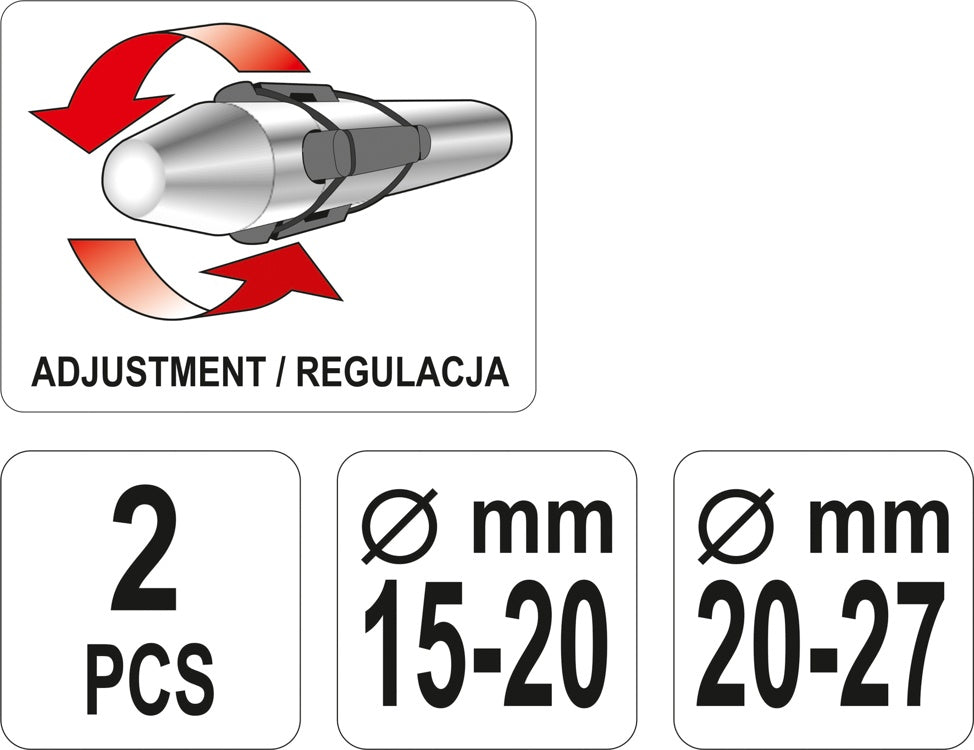 Sankabos išlyginimo / centravimo rinkinys | 15-20 mm / 20-27mm | 2 vnt. (YT-06312)