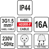 Prailginimo kabelis guminis IP44, 3x1,5mm2 40m (YT-81024)