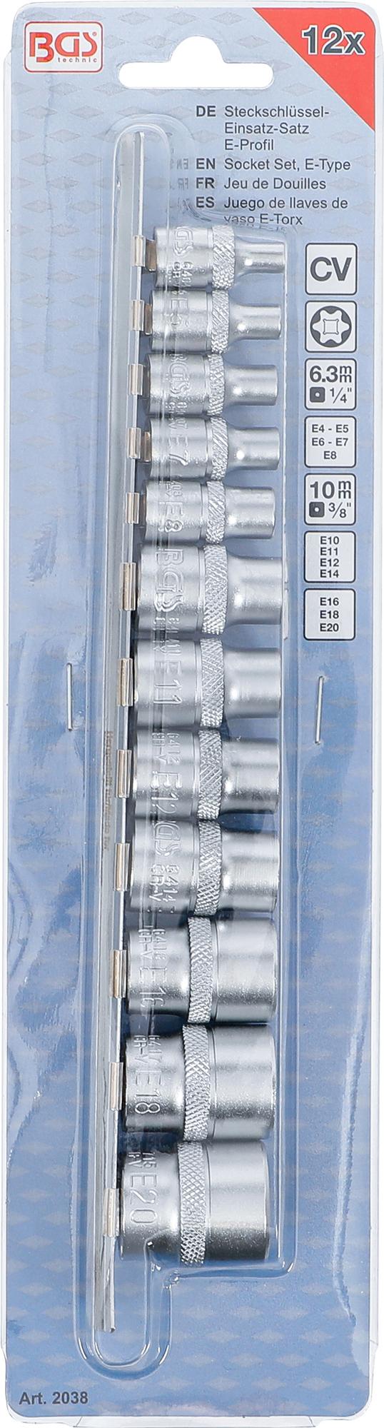 Galvučių rinkinys E-Tipas | 6.3 mm (1/4") / 10 mm (3/8") | 12 vnt. (2038)