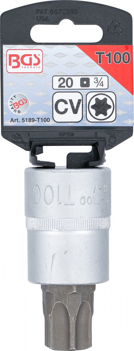 Antgalis įpresuotas į galvutę | 20 mm (3/4") | T-Star (Torx) T100 (5189-T100)