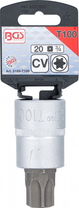 Antgalis įpresuotas į galvutę | 20 mm (3/4") | T-Star (Torx) T100 (5189-T100)