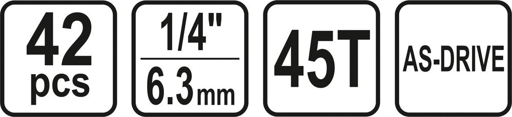Набор головок с трещоткой | 6.3 mm (1/4") | 42 шт.