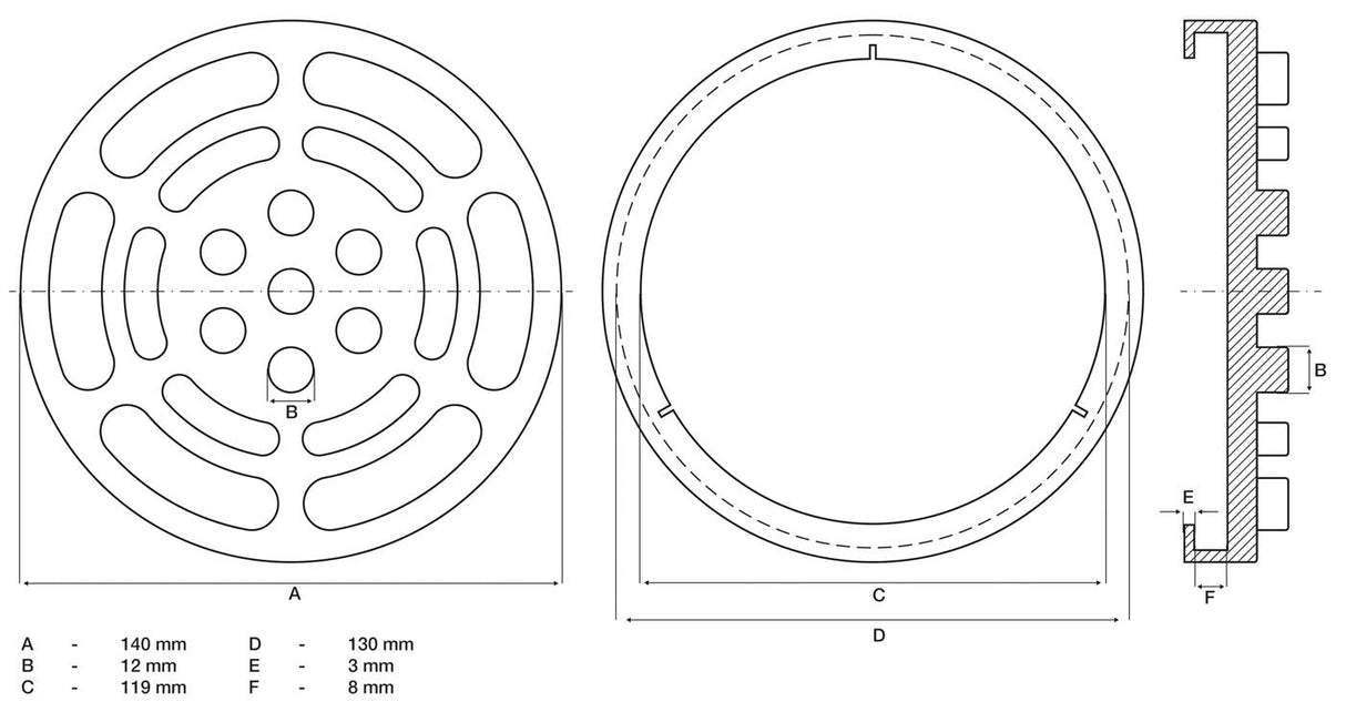 Guminis padas | auto keltuvams | Ø 140 mm (7047)