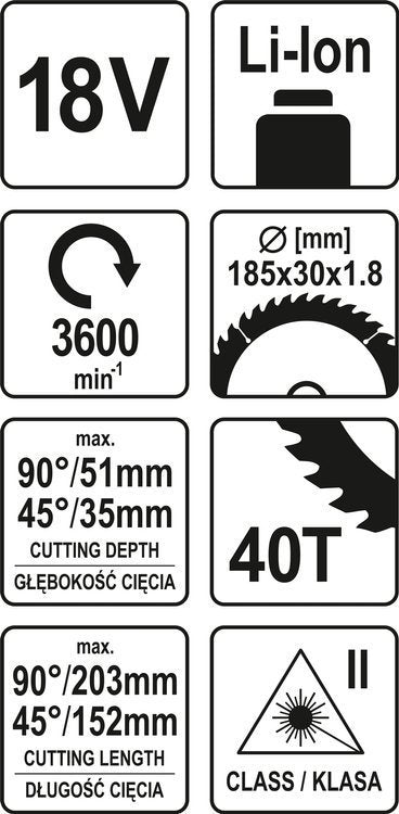 Medžio pjovimo staklės akumuliatorinės | 185 mm 18V | be baterijos (YT-82817)