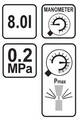 Purkštuvas su manometru | 8 l (89520)