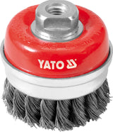 Šepetys vielinis puodo tipo | su žiedu | susuktas | M14 | Ø 65 mm | INOX (YT-4768)