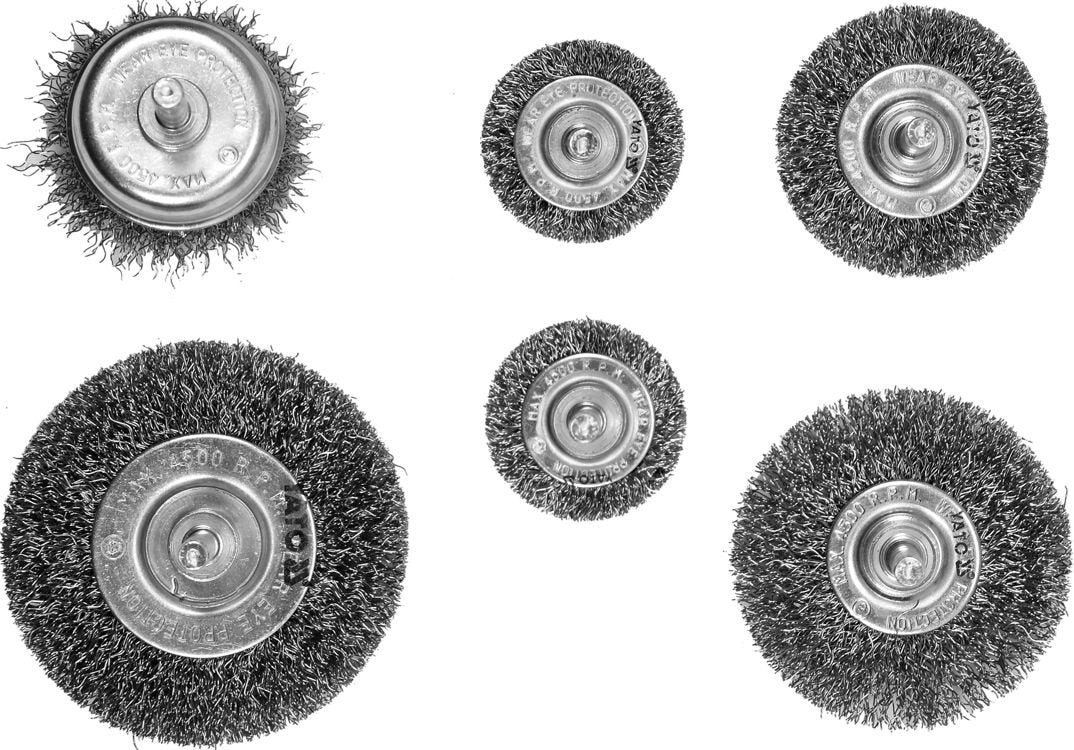 Šepečių rinkinys su kotu | nerūdijantis plienas | INOX | 6 vnt. (YT-47593)