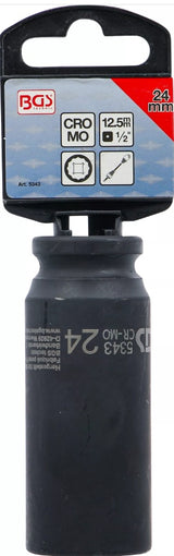 Galvutė ilga smūginė plonasienė 12 kampų | 12,5 mm (1/2") | 24 mm (5343)